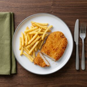 Hänchenschnitzel mit Pommes 300g