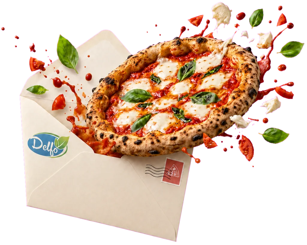 Delfo Pizza im Umschlag