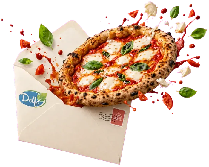 Delfo Pizza im Umschlag